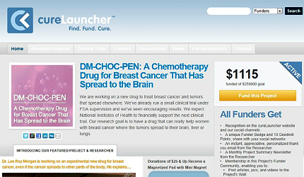 CureLauncher is a website dedicated to crowdfunding early-stage clinical development