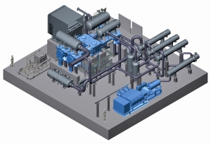 Plant layout for compressing CO2: 3-stage Process Gas Compressor API 618 with LEWA triplex diaphragm pump