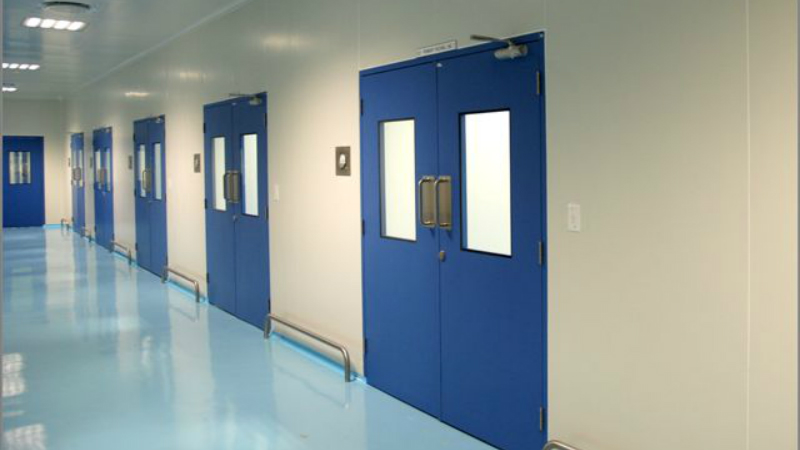 Pre-fabricated panels and doors for clean room environments.